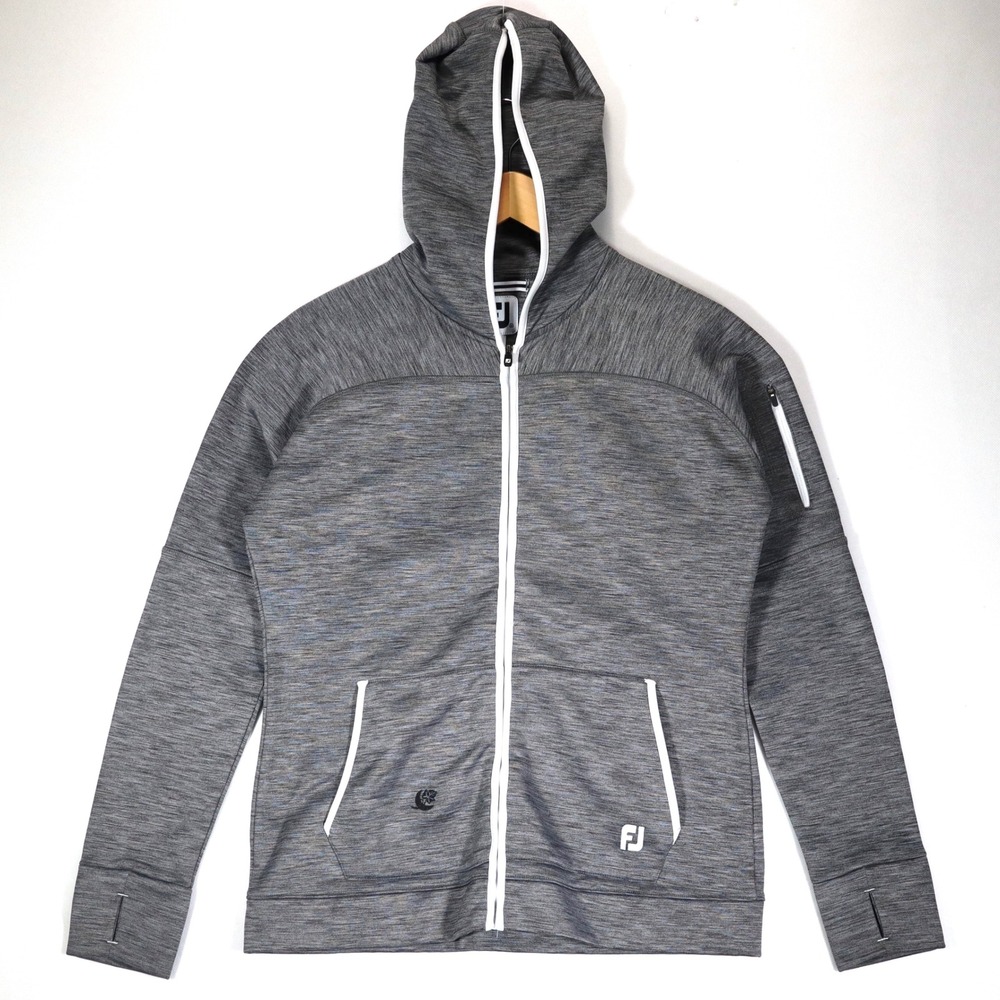 FootJoy Hoodie Womens Medium Gray Full Zip Thumbhole Golf Athletic Activewear